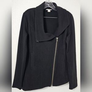 Helmut Lang Black Asymmetrical Zip Jacket M Minimalist Draped Moto Blazer